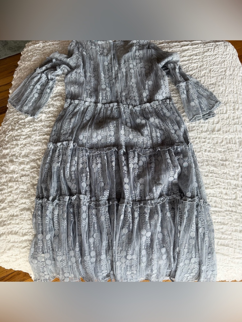 Sundance Dusty Blue Lace Tiered Midi Dress Size Large - Picture 11 of 12